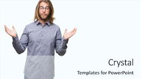  Presentation with business man climbs up to the top of 3d success stairs steps - PPT layouts featuring know employees - young handsome business man background and a white colored foreground