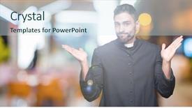  Presentation with christian - Presentation design having know god - young christian priest over isolated background and a sky blue colored foreground