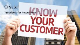  Presentation with customer service - Beautiful presentation design featuring know your customer card backdrop and a light blue colored foreground