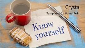  Presentation with napkin - Cool new PPT theme with know yourself concept - handwriting backdrop and a coral colored foreground