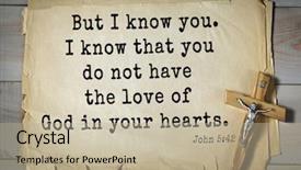  Presentation with top 150 - Slides enhanced with knowing jesus - top-150 bible verses about love background and a mint green colored foreground