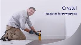  Presentation with electronics labb man - Amazing theme having knowing yourself - man laying floorboards backdrop and a  colored foreground