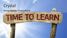  Presentation with time to learn - PPT layouts featuring knowing yourself - time to learn wooden sign background and a  colored foreground