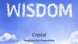  Presentation with wisdom - Beautiful presentation theme featuring knowing yourself - wisdom cloud word backdrop and a light blue colored foreground