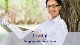  Presentation with newspaper - PPT theme with knowledge economy - business man reading a newspaper background and a sky blue colored foreground