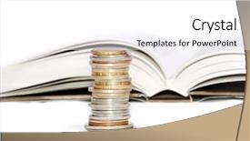  Presentation with economy - Beautiful presentation theme featuring knowledge economy - coins details on the isolated backdrop and a white colored foreground