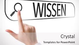  Presentation with knowledge - Beautiful presentation design featuring knowledge in german written in search bar on virtual screen backdrop and a white colored foreground