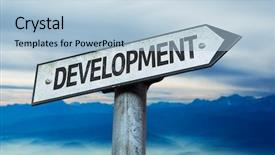  Presentation with knowledge management - Colorful PPT theme enhanced with knowledge management environmental project - development sign with sky background backdrop and a light blue colored foreground