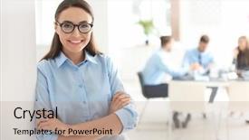  Presentation with women in office - Cool new presentation with knowledge management system - young beautiful woman in office backdrop and a coral colored foreground
