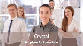  Presentation with group - PPT layouts with knowledge management system - young woman with group background and a  colored foreground