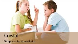  Presentation with knowledge sharing - Beautiful PPT theme featuring knowledge sharing - portrait of cute schoolgirl explaining backdrop and a coral colored foreground