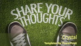  Presentation with thoughts - Presentation design enhanced with knowledge sharing innovation - top view of sneakers background and a tawny brown colored foreground