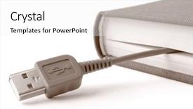  Presentation with information knowledge - Cool new presentation with knowledge transfer - book and usb cable fragment backdrop and a white colored foreground