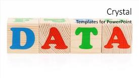  Presentation with data - Slide deck featuring knowledge transfer - data word formed by colorful background and a white colored foreground