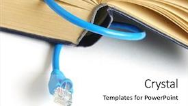  Presentation with network cable - Audience pleasing PPT theme consisting of knowledge transfer - open book and network cable backdrop and a white colored foreground