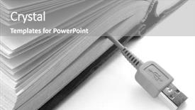  Presentation with knowledge transfer - PPT theme having knowledge transfer - opened book with usb cable background and a gray colored foreground