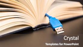  Presentation with 3d book - PPT theme having knowledge transfer - usb cable sticks background and a tawny brown colored foreground