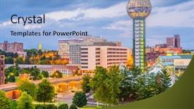  Presentation with tennessee - Colorful slide deck enhanced with knoxville tennessee usa downtown skyline backdrop and a light blue colored foreground