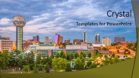  Presentation with tennessee - Colorful presentation design enhanced with knoxville tennessee usa downtown skyline backdrop and a light blue colored foreground