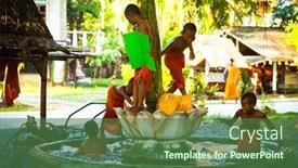  Presentation with play children - Presentation theme having ko-chang-thailand-oct-23 background and a ocean colored foreground