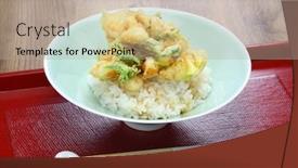  Presentation with japanese food - Cool new slide deck with kobashira-no-kakiage-donburi-rice backdrop and a mint green colored foreground
