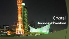  Presentation with city night - Theme featuring kobe city at night background and a dark gray colored foreground