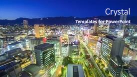  Presentation with city japan - Theme having kobe-japan-city-skyline background and a navy blue colored foreground