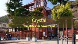  Presentation with trader - Theme consisting of panorama view on bridge over the river who connecting two parts of the town at sunset background and a dark gray colored foreground