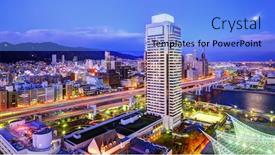  Presentation with expressway - PPT layouts with kobe japan panorama at hanshin expressway background and a light blue colored foreground