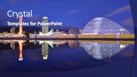  Presentation with port - Audience pleasing PPT layouts consisting of kobe japan panorama at port backdrop and a ocean colored foreground