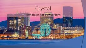  Presentation with port - Presentation theme with kobe-japan-port-skyline background and a lemonade colored foreground