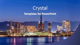  Presentation with port - Theme consisting of kobe-japan-port-skyline background and a teal colored foreground
