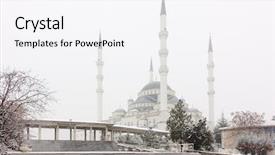  Presentation with blizzard - Beautiful presentation theme featuring kocatepe mosque in blizzard - ankara backdrop and a white colored foreground