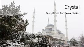  Presentation with blizzard - PPT layouts featuring kocatepe mosque in blizzard - ankara background and a white colored foreground