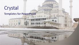  Presentation with blizzard - Cool new slides with kocatepe mosque in blizzard - ankara backdrop and a sky blue colored foreground