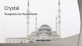  Presentation with blizzard - PPT theme with kocatepe mosque in blizzard - ankara background and a white colored foreground