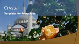  Presentation with springtime - Presentation design having kocatepe-mosque-in-springtime-ankara background and a teal colored foreground