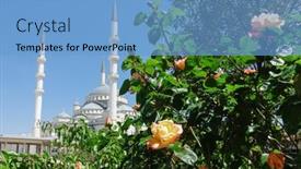  Presentation with springtime - Slides enhanced with kocatepe-mosque-in-springtime-ankara background and a light blue colored foreground