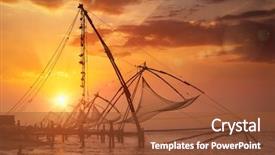  Presentation with india fort - Beautiful PPT theme featuring kochi chinese fishnets on sunset backdrop and a tawny brown colored foreground