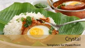  Presentation with curry - Presentation having kofta curry and rice india background and a yellow colored foreground
