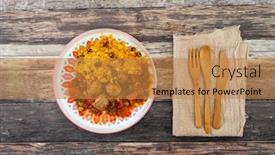  Presentation with moroccan - Colorful theme enhanced with kofta-tagine-moroccan-meatballs-served backdrop and a gold colored foreground