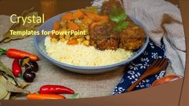  Presentation with moroccan - Slide deck consisting of kofta-tagine-moroccan-meatballs-served background and a tawny brown colored foreground