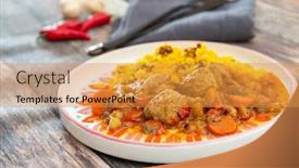  Presentation with moroccan - Beautiful theme featuring kofta-tagine-moroccan-meatballs-served backdrop and a gold colored foreground