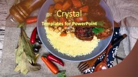  Presentation with moroccan - Slide set enhanced with kofta-tagine-moroccan-meatballs-served background and a tawny brown colored foreground