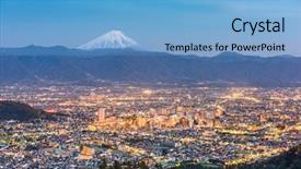  Presentation with japan - PPT theme featuring kofu japan skyline with mt background and a light blue colored foreground