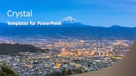  Presentation with skyline - Slides having kofu-japan-skyline-with-mt background and a teal colored foreground