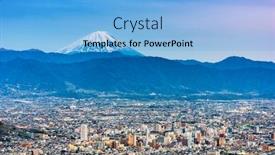  Presentation with japan - Beautiful theme featuring kofu-japan-skyline-with-mt backdrop and a light blue colored foreground