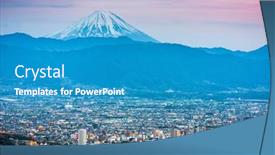  Presentation with japan - Presentation design featuring kofu-japan-skyline-with-mt background and a teal colored foreground