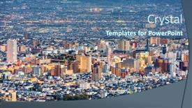  Presentation with city japan - Theme enhanced with kofu-yamanashi-japan-downtown-city background and a ocean colored foreground