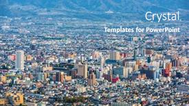 Presentation with city japan - PPT theme with kofu-yamanashi-japan-downtown-city background and a teal colored foreground